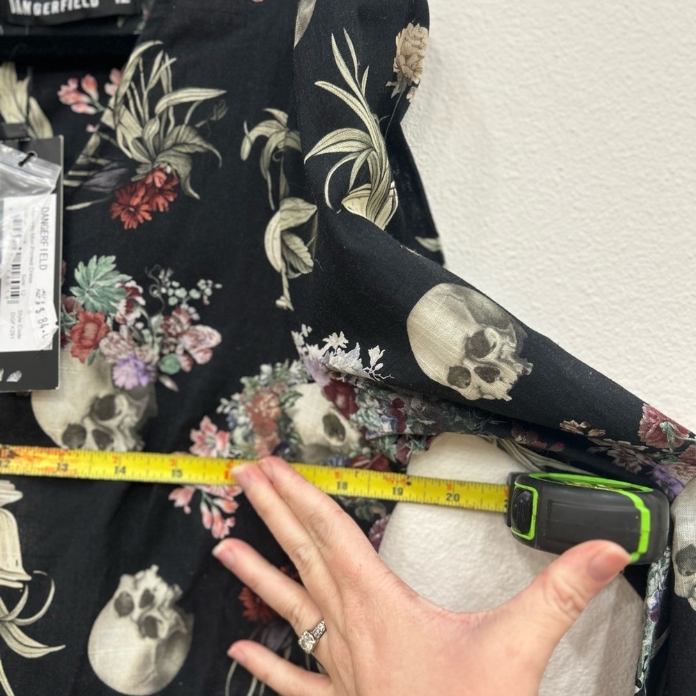 Dangerfield Memento Mori  skull floral midi Dress NWT Sz.12 Whimsigoth punk goth - Picture 8 of 10
